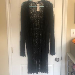 Black Chico’s crochet duster